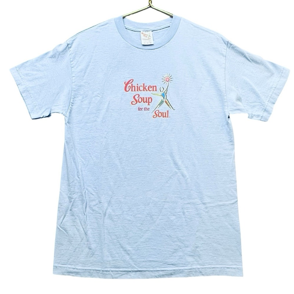 Vintage Chicken Soup for the Soul T Shirt Mens M 90s Book Promo Graphic Blue USA